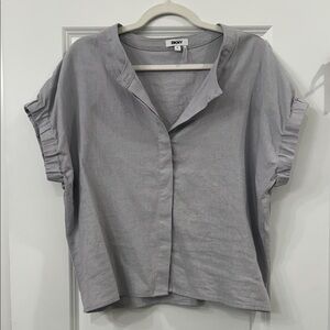 DKNY Light Gray Button Down Linen Shirt